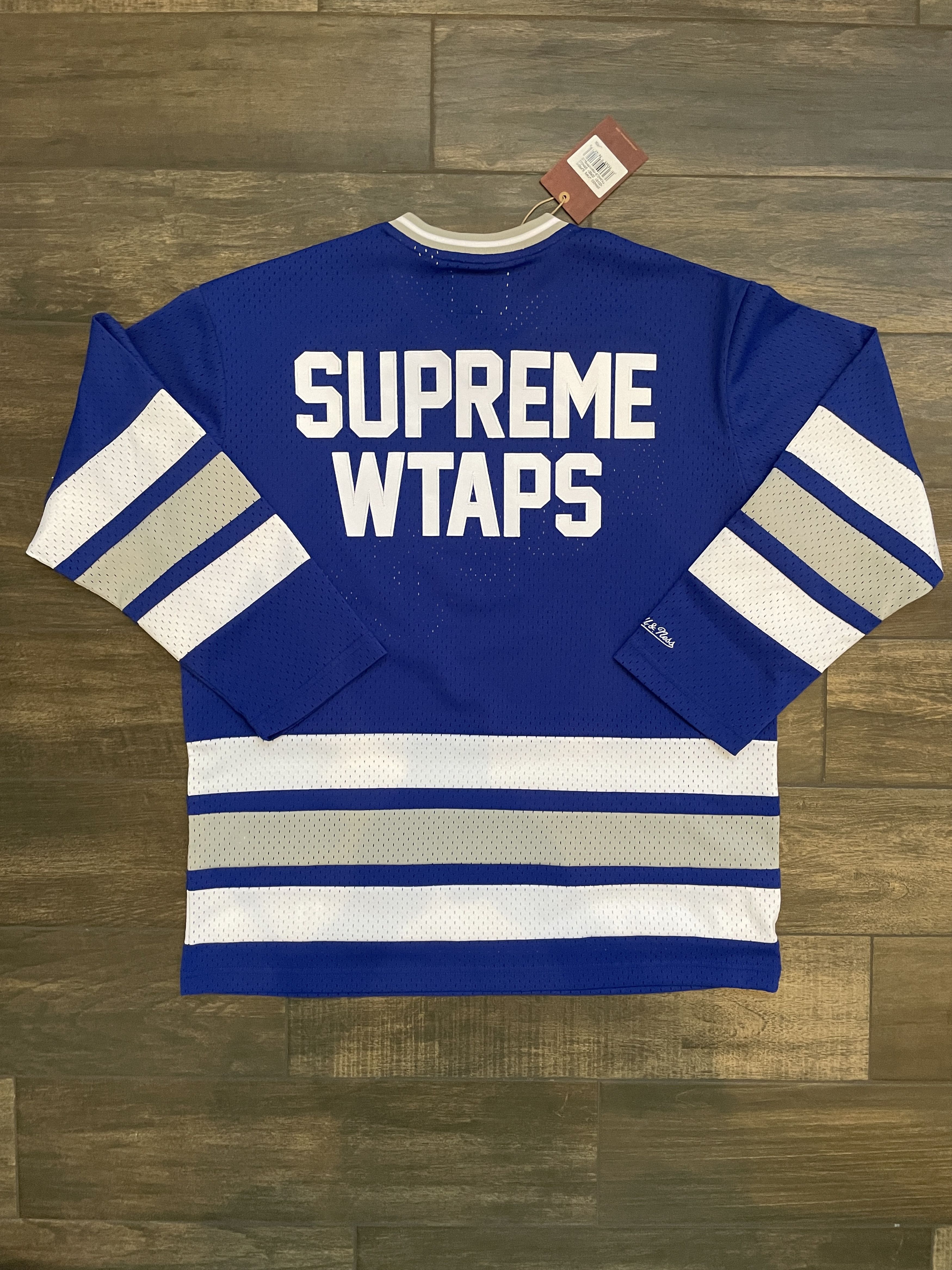 image of Mitchell Ness x Supreme Wtaps 21203 Hockey Jersey Blue, Men's (Size Large)