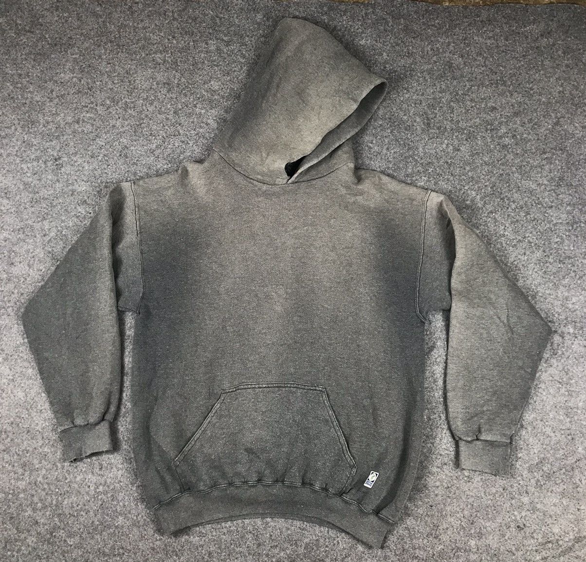 image of Russell Athletic x Vintage Truely Sunfaded Grey Discuss Athletics Hoodie, Men's (Size Large)