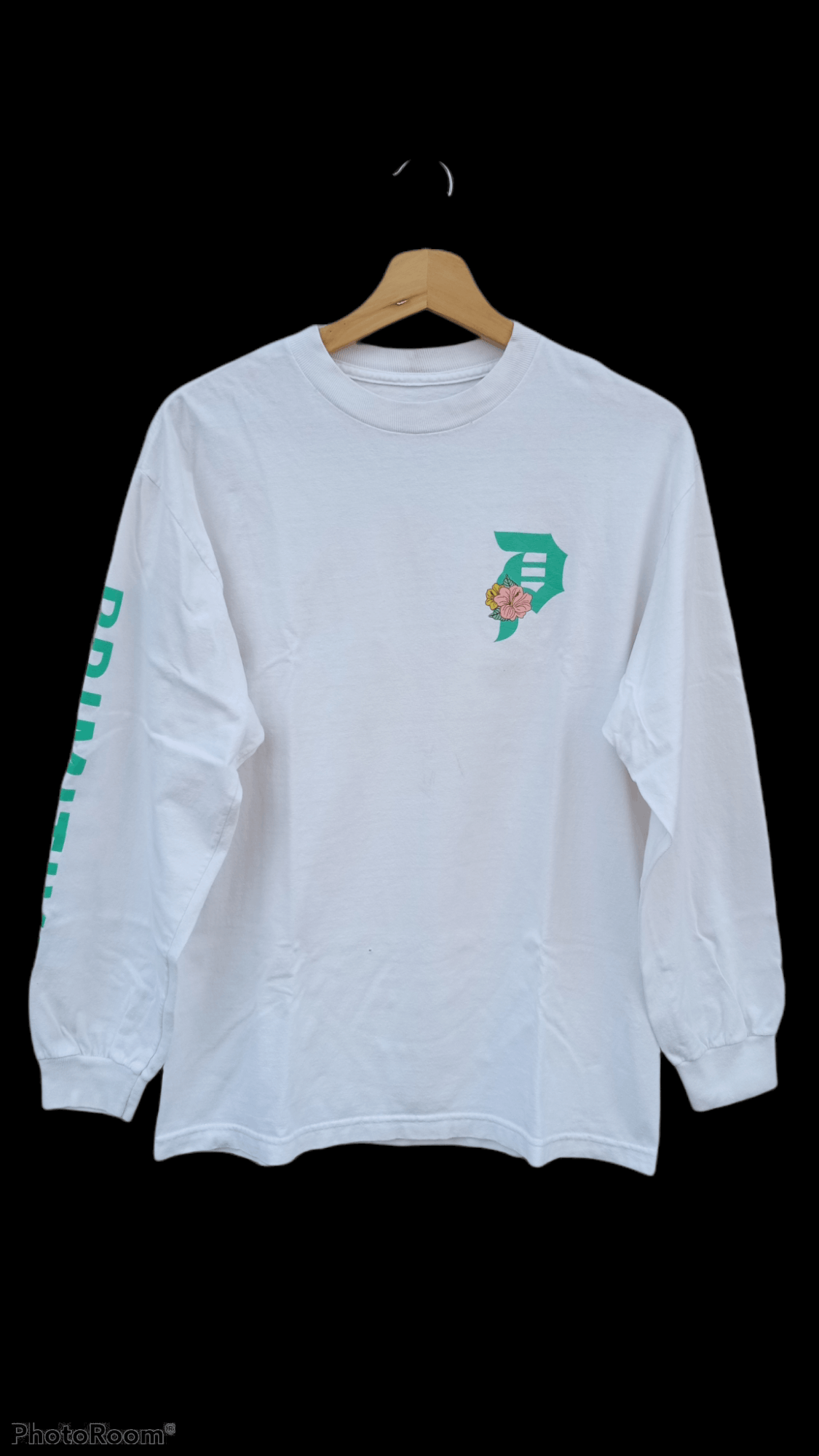 image of Vintage Primitive Skateboard Long sleeve T-Shirt in White, Men's (Size Medium)