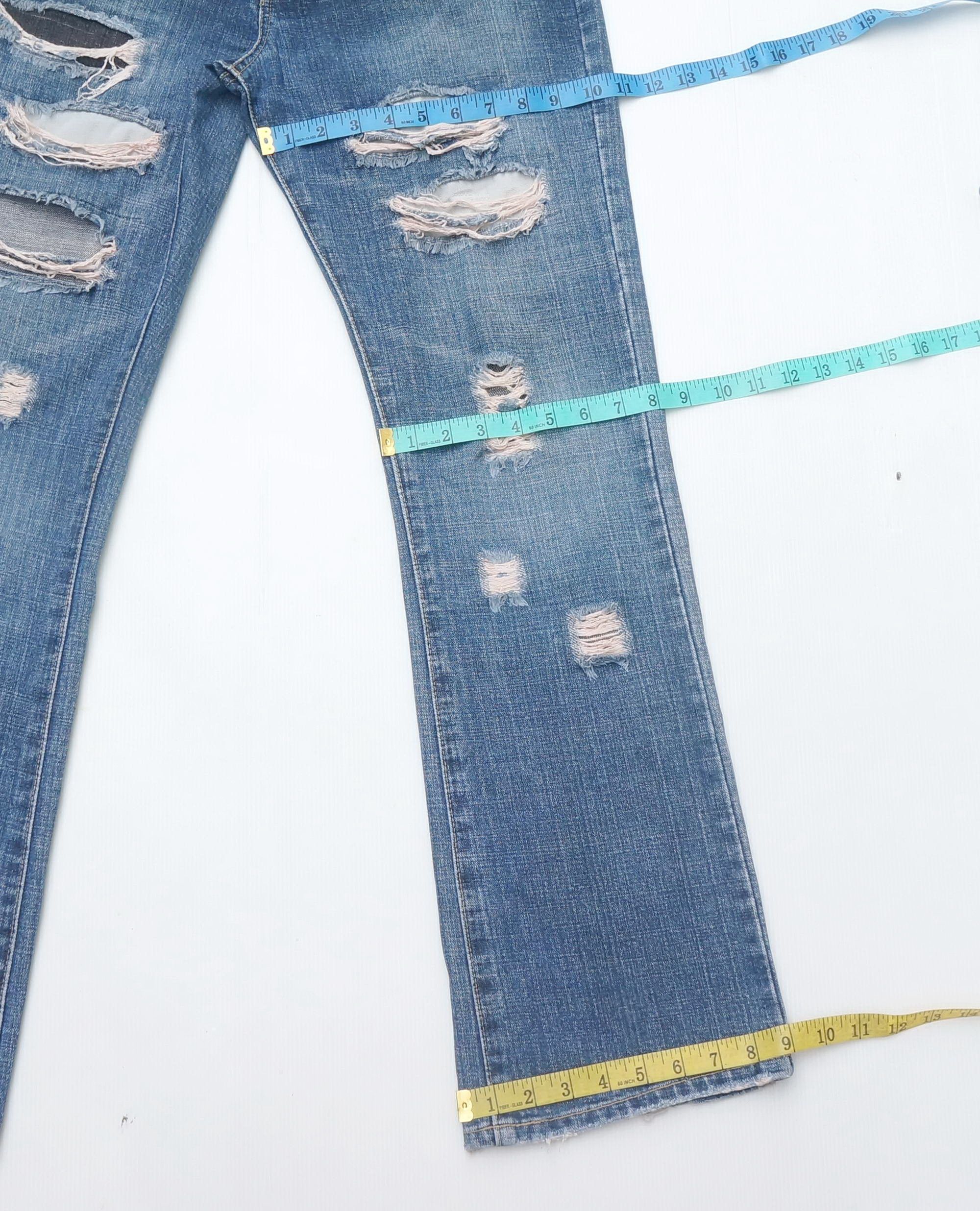 Japanese Brand Japanese Brand Ripped & Patched Flare Jeans Size US 31 - 14 Thumbnail