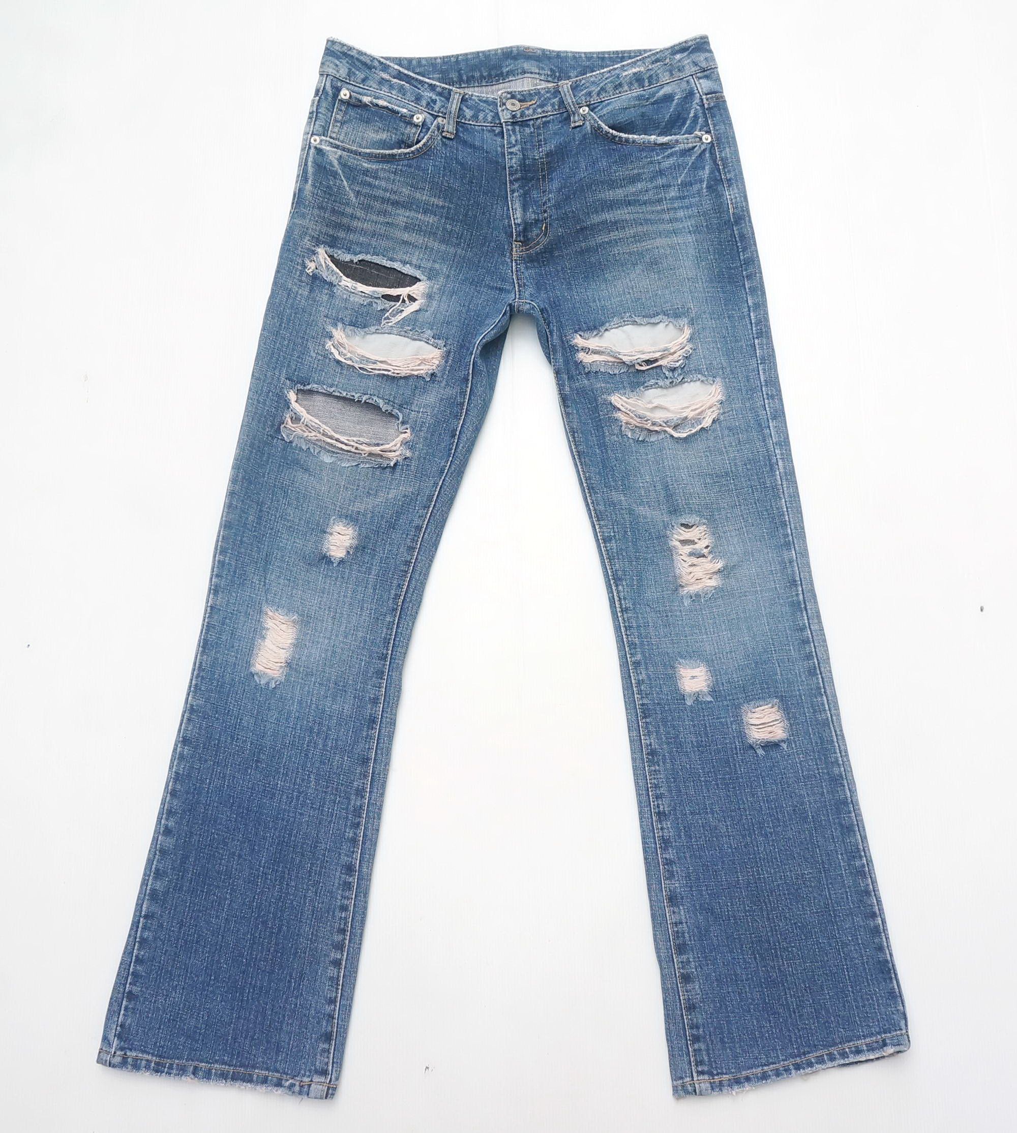 Japanese Brand Japanese Brand Ripped & Patched Flare Jeans Size US 31 - 1 Thumbnail
