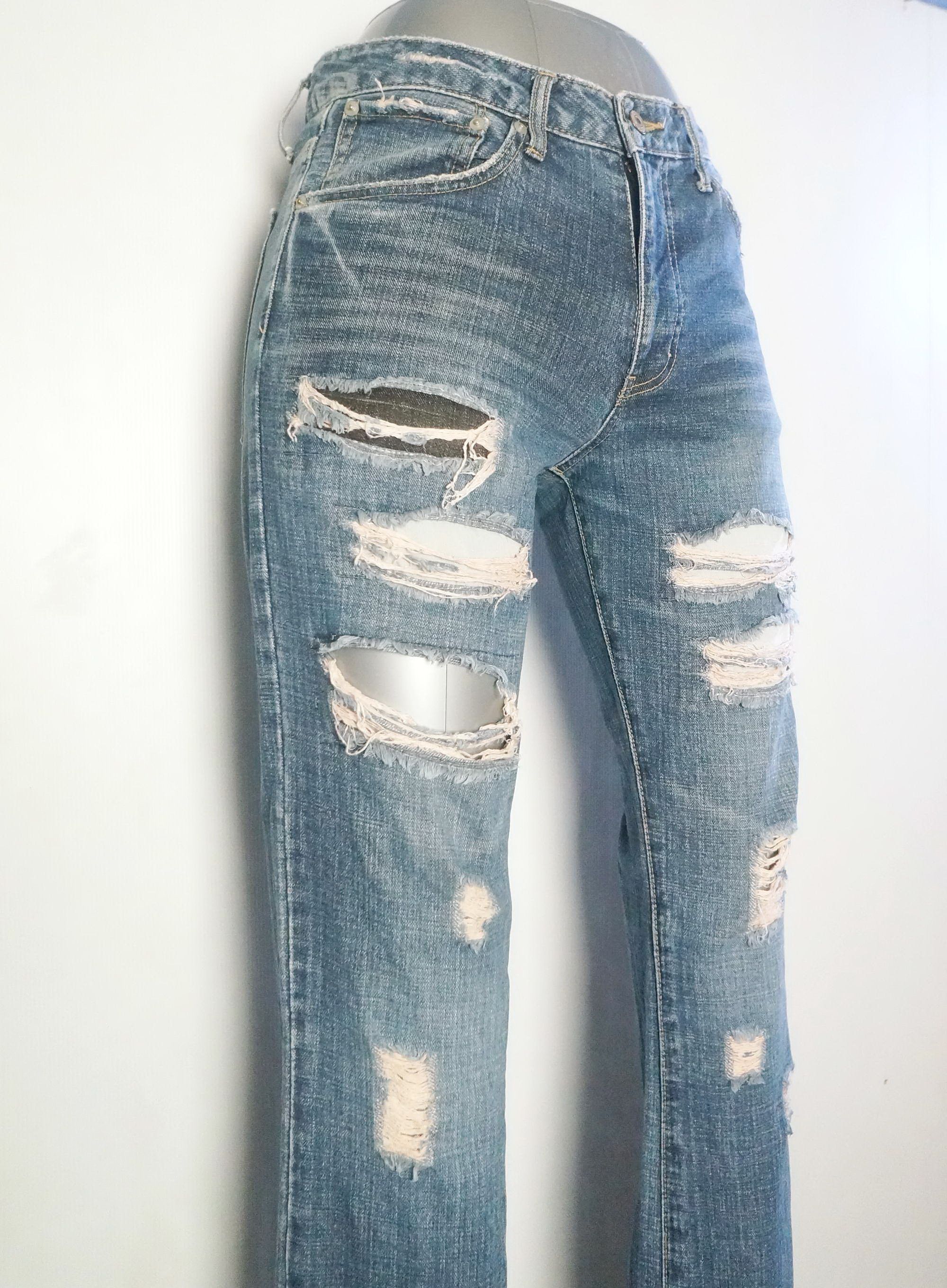 Japanese Brand Japanese Brand Ripped & Patched Flare Jeans Size US 31 - 3 Thumbnail