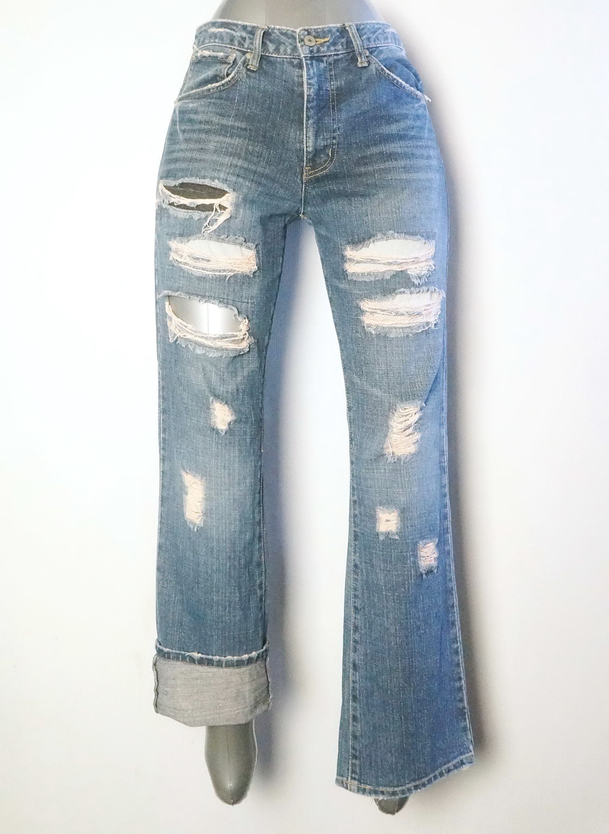 Japanese Brand Japanese Brand Ripped & Patched Flare Jeans Size US 31 - 16 Thumbnail
