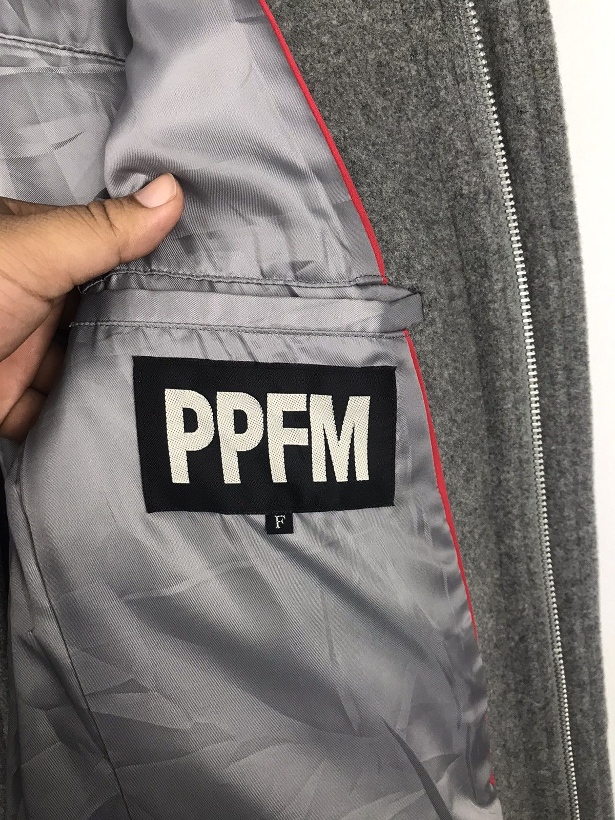 Japanese Brand × PPFM × Vintage 🔥Punk Not Death🔥 Ppfm Wool Zipper Long Jacket Size US L / EU 52-54 / 3 - 4 Thumbnail
