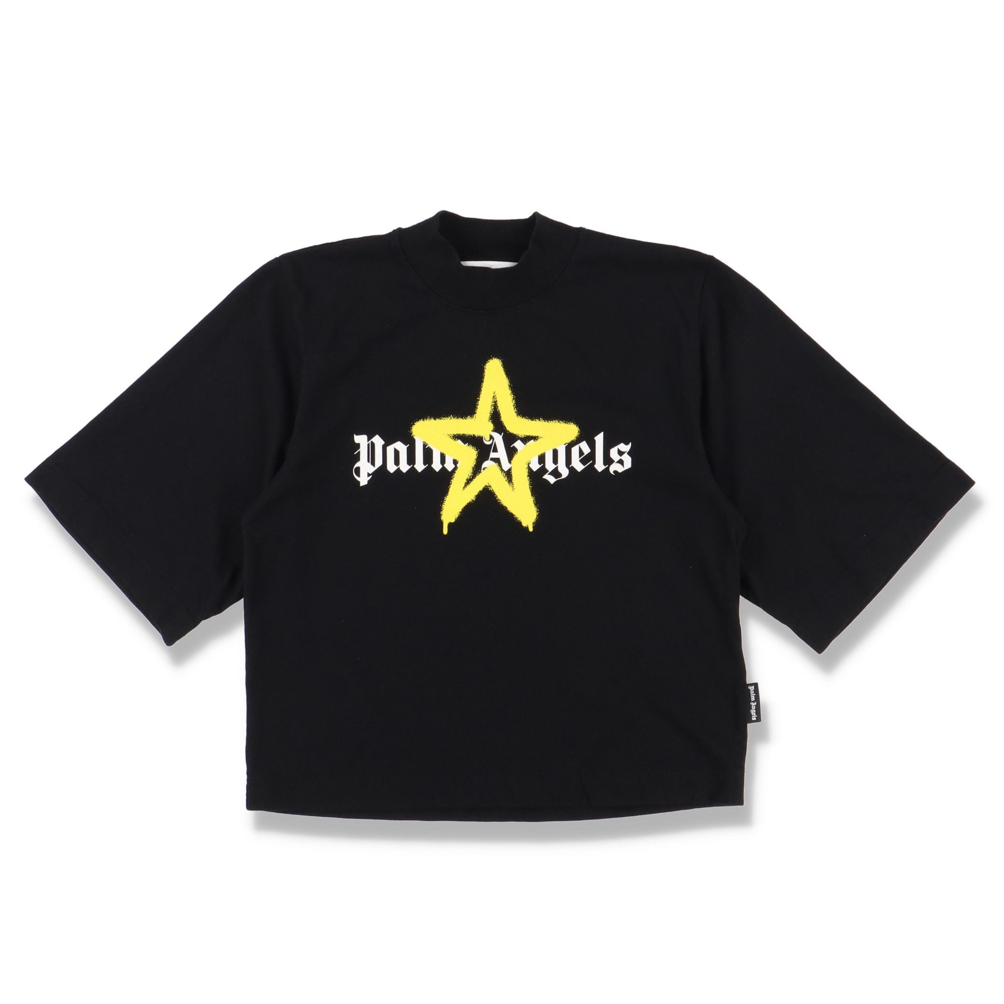 Palm Angels Black and Yellow Sprayed Star Logo Cropped T-Shirt Size XS / US 0-2 / IT 36-38 - 1 Thumbnail
