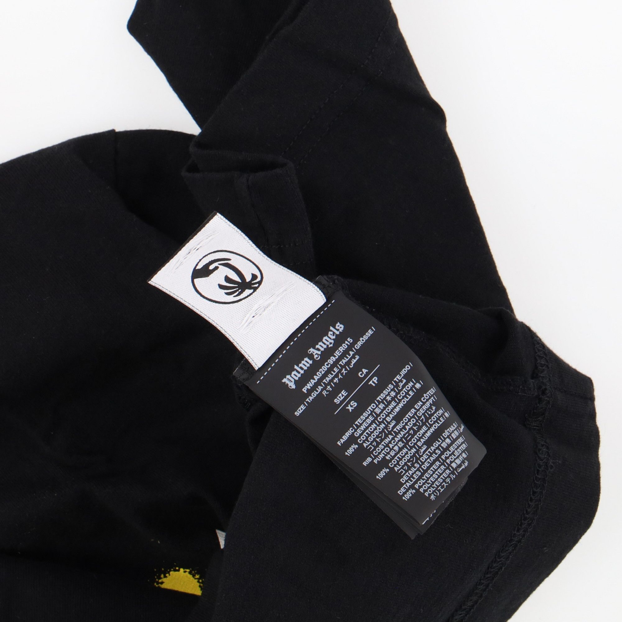 Palm Angels Black and Yellow Sprayed Star Logo Cropped T-Shirt Size XS / US 0-2 / IT 36-38 - 7 Thumbnail