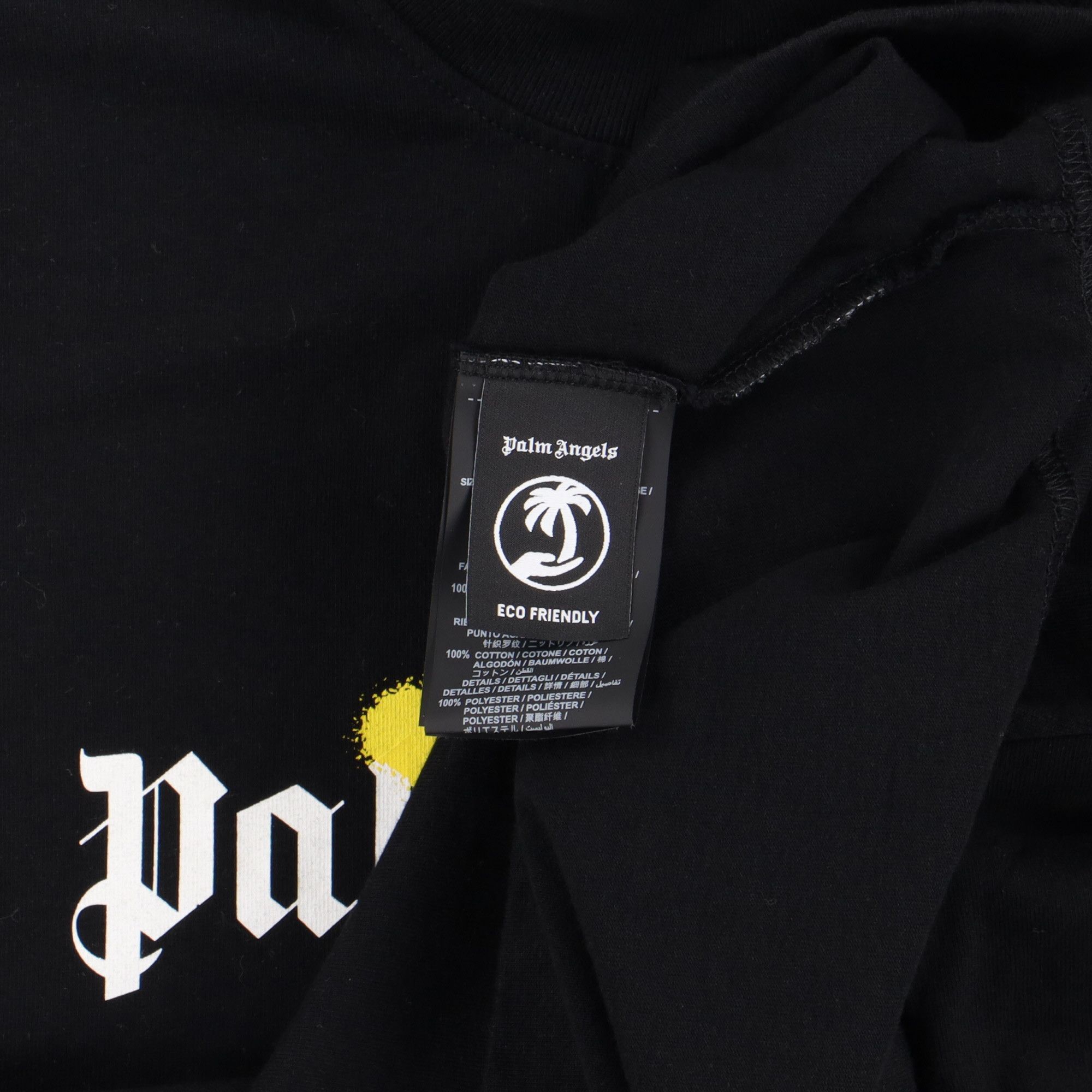 Palm Angels Black and Yellow Sprayed Star Logo Cropped T-Shirt Size XS / US 0-2 / IT 36-38 - 6 Thumbnail