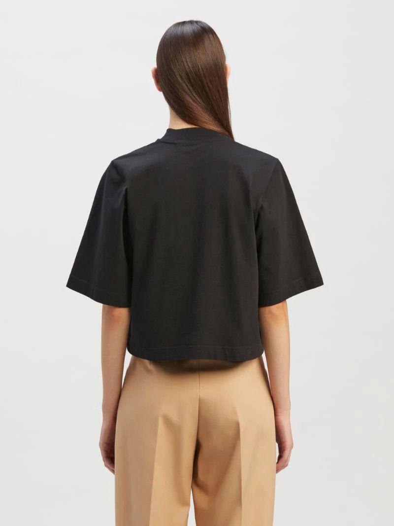 Palm Angels Black and Yellow Sprayed Star Logo Cropped T-Shirt Size XS / US 0-2 / IT 36-38 - 4 Thumbnail