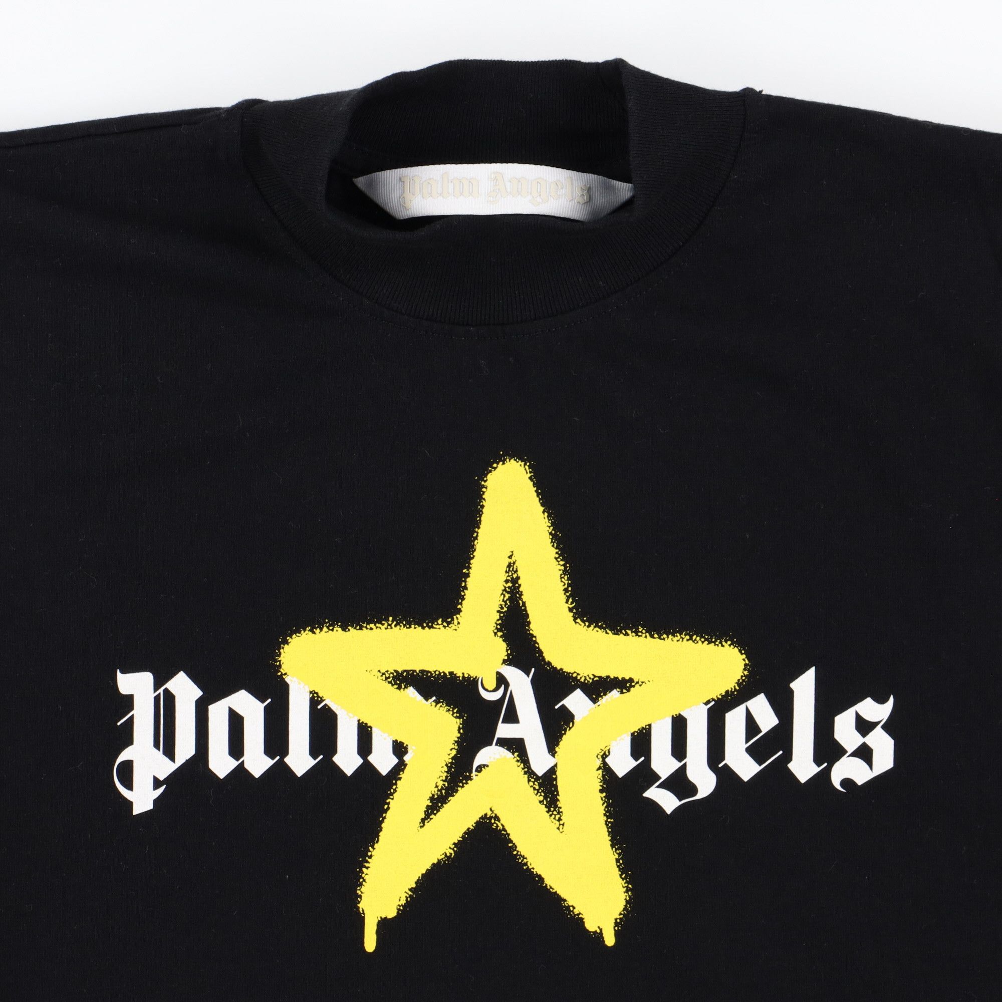Palm Angels Black and Yellow Sprayed Star Logo Cropped T-Shirt Size XS / US 0-2 / IT 36-38 - 5 Thumbnail