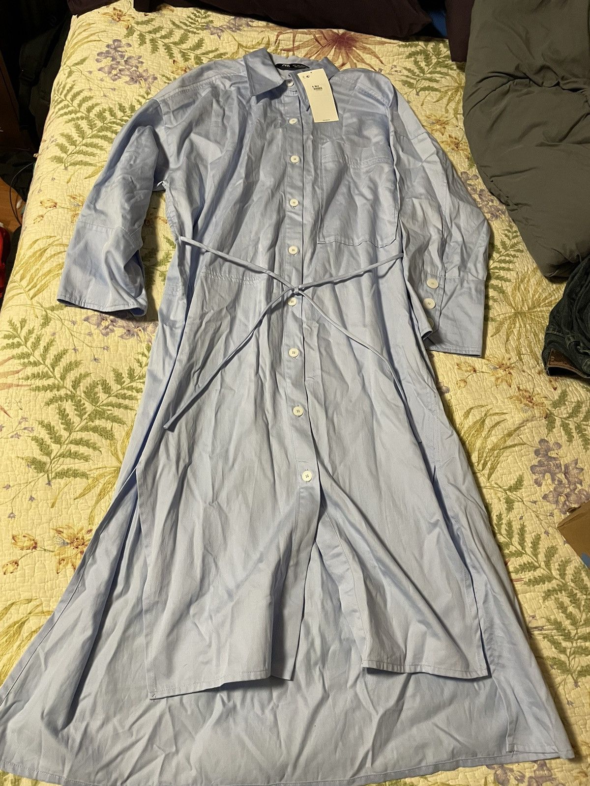NWT ZARA POPLIN SHIRT DRESS SIZE L