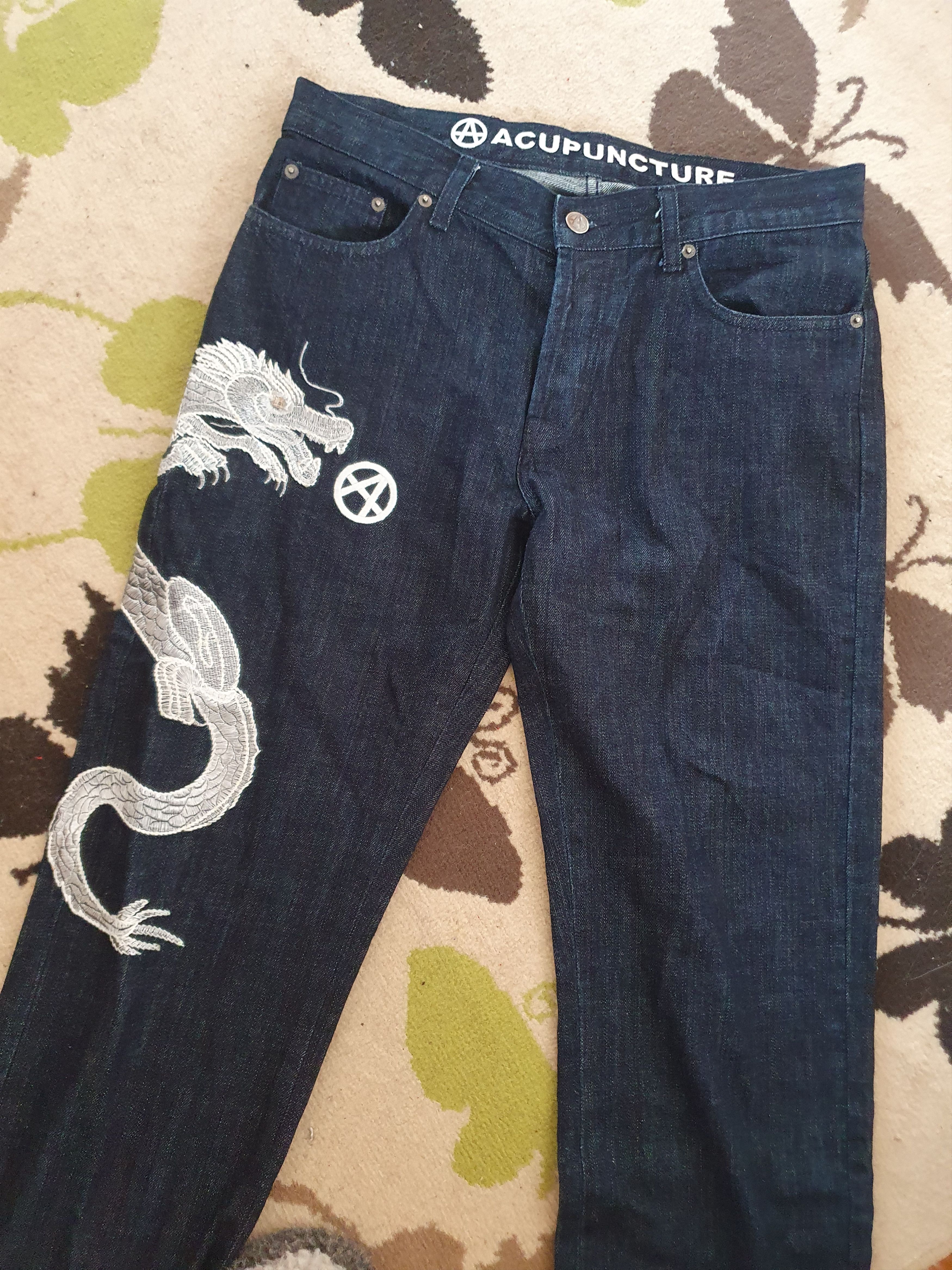 Acupuncture Acupuncture London Dragon Embroidery Vtg Y2K jeans sz 32 Size US 32 / EU 48 - 2 Thumbnail