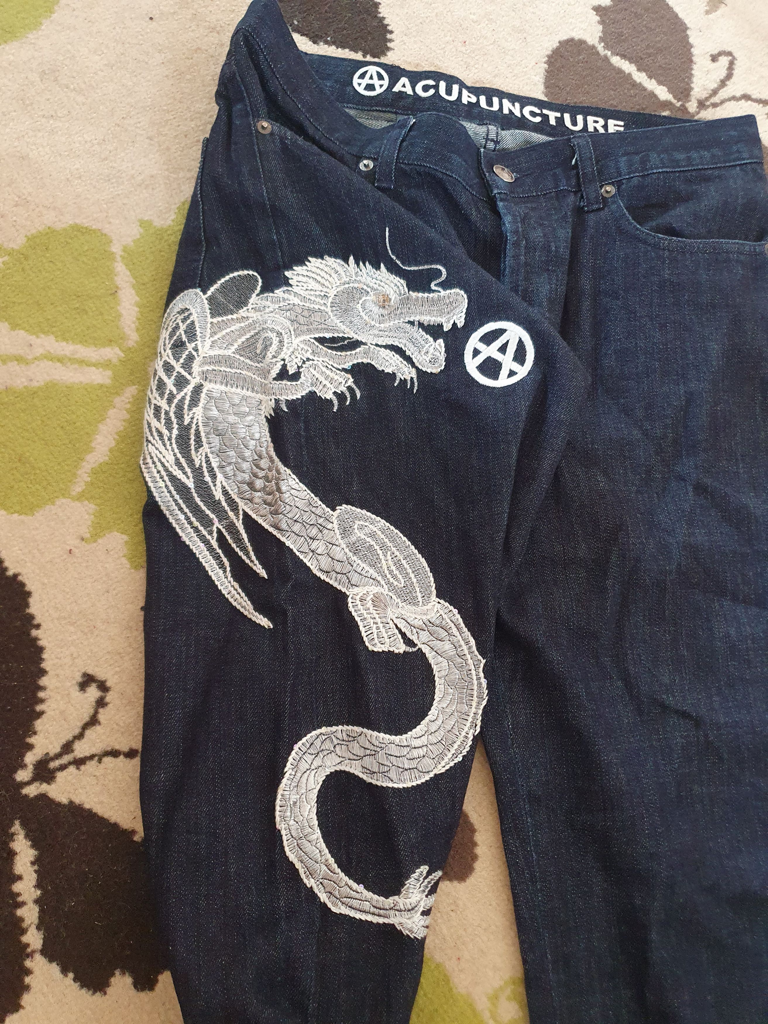 Acupuncture Acupuncture London Dragon Embroidery Vtg Y2K jeans sz 32 Size US 32 / EU 48 - 10 Thumbnail