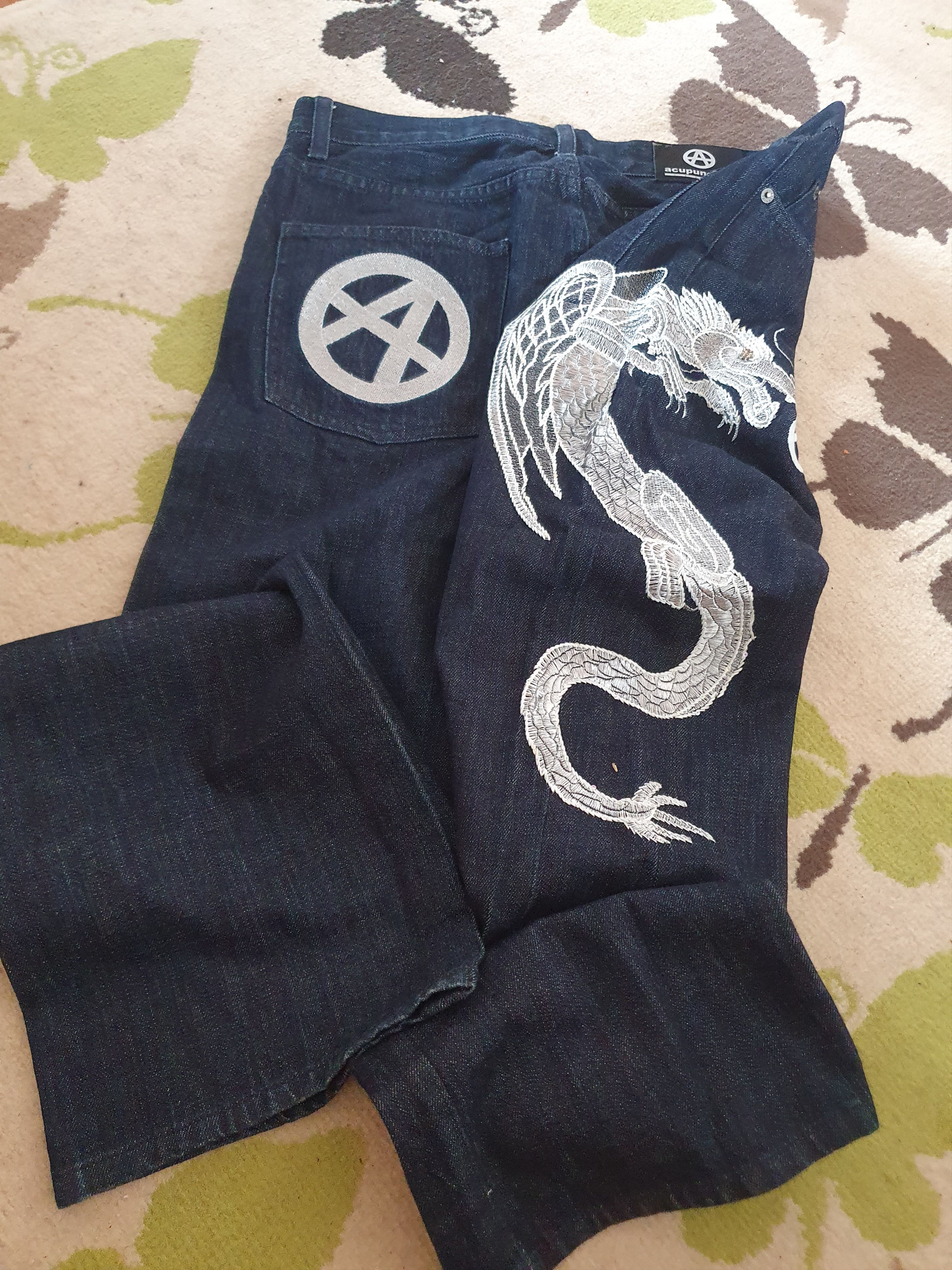 Acupuncture Acupuncture London Dragon Embroidery Vtg Y2K jeans sz 32 Size US 32 / EU 48 - 14 Thumbnail