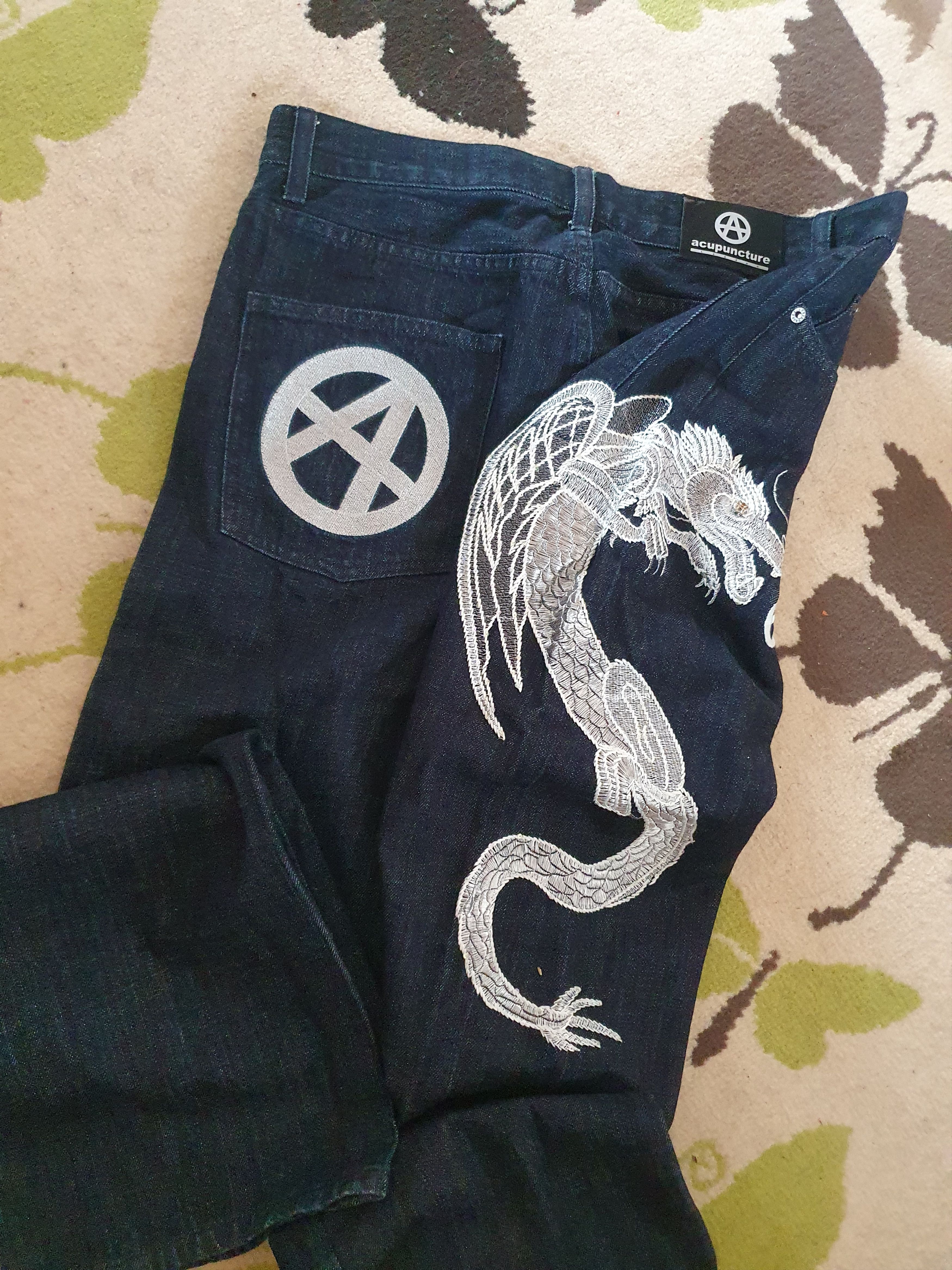 Acupuncture Acupuncture London Dragon Embroidery Vtg Y2K jeans sz 32 Size US 32 / EU 48 - 15 Thumbnail