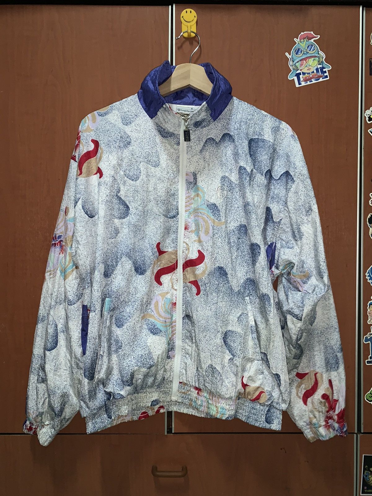 image of Sergio Tacchini x Vintage 90’S Sergio Tachini Windbreaker Jacket Design!! in White (Size Medium)