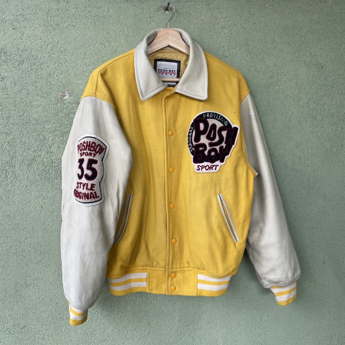 image of Posh Boy Sport Yellow Varsity Jacket Size L, Men's