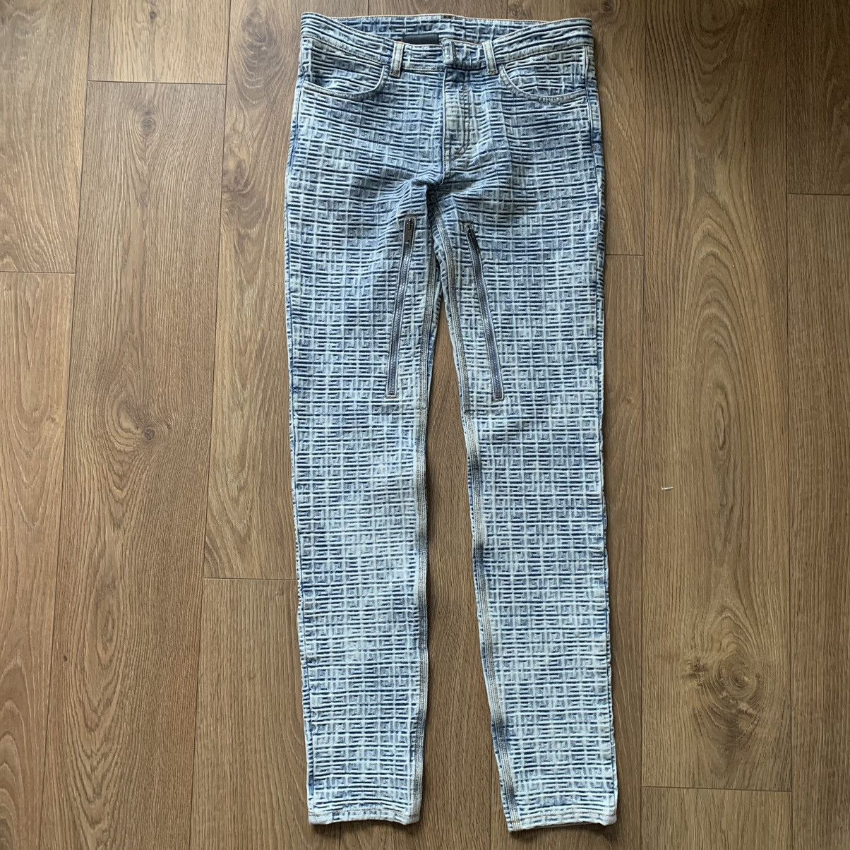 image of Givenchy 4G Blue Logo-Jacquard Skinny Jeans, Men's (Size 30)