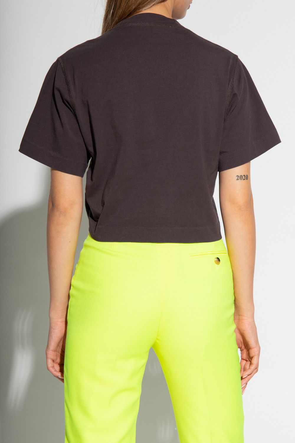 Off-White Brown Tie-Dye Signature Logo Cropped T-Shirt Size M / US 6-8 / IT 42-44 - 4 Thumbnail