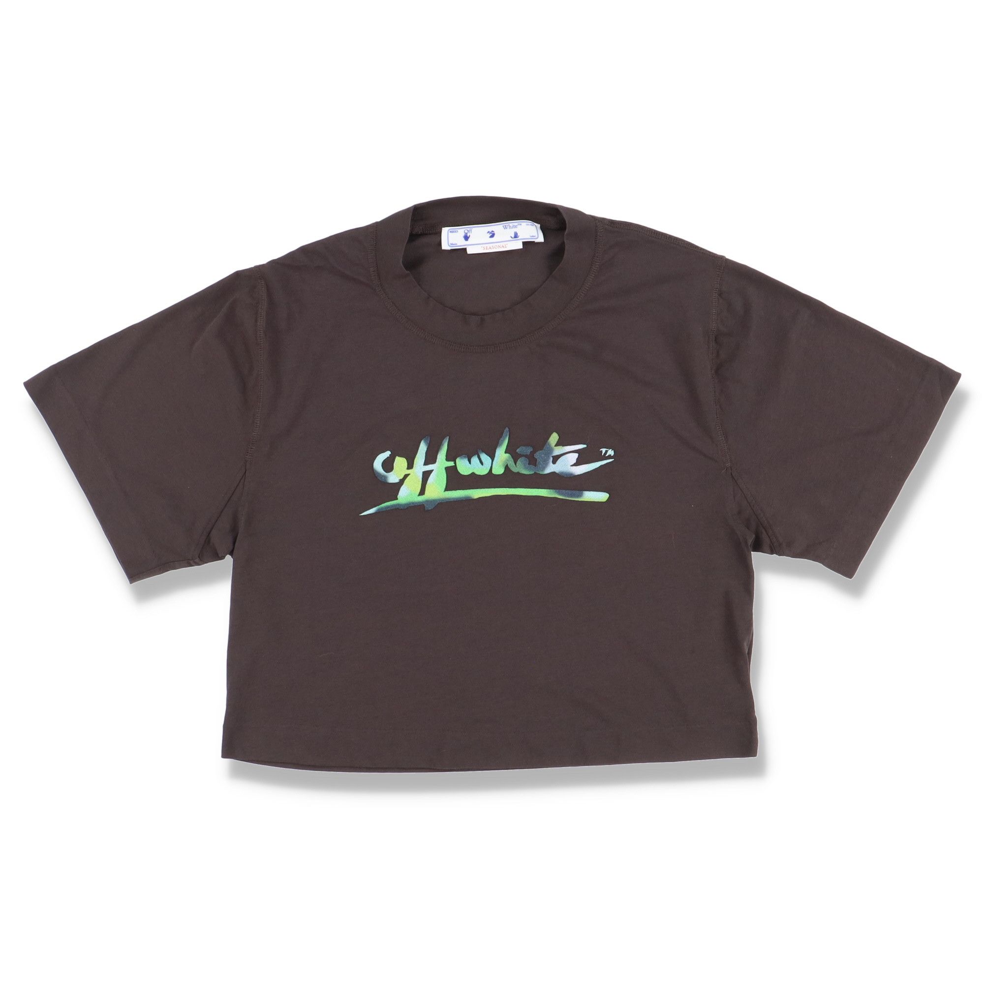 Off-White Brown Tie-Dye Signature Logo Cropped T-Shirt Size M / US 6-8 / IT 42-44 - 1 Thumbnail