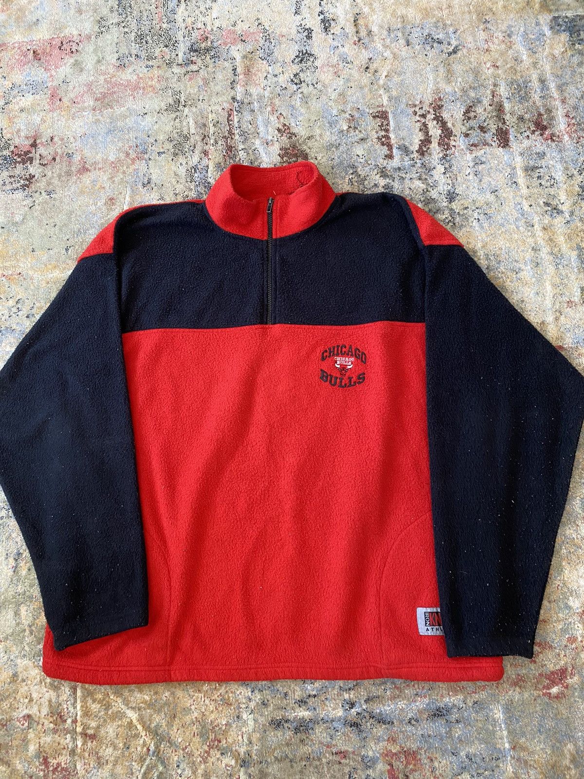 Crazy Vintage 90s Chicago Bulls NBA Red Quarter ZIp Fleece