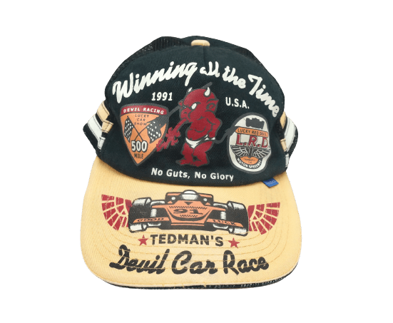 Lucky Brand × Tedman × Vintage Rare! Vintage TEDMAN'S Lucky Devil Car Race Worn Cap Size ONE SIZE - 2 Thumbnail