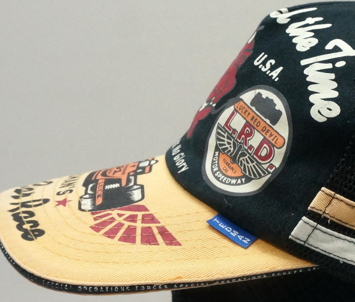 Lucky Brand × Tedman × Vintage Rare! Vintage TEDMAN'S Lucky Devil Car Race Worn Cap Size ONE SIZE - 4 Thumbnail