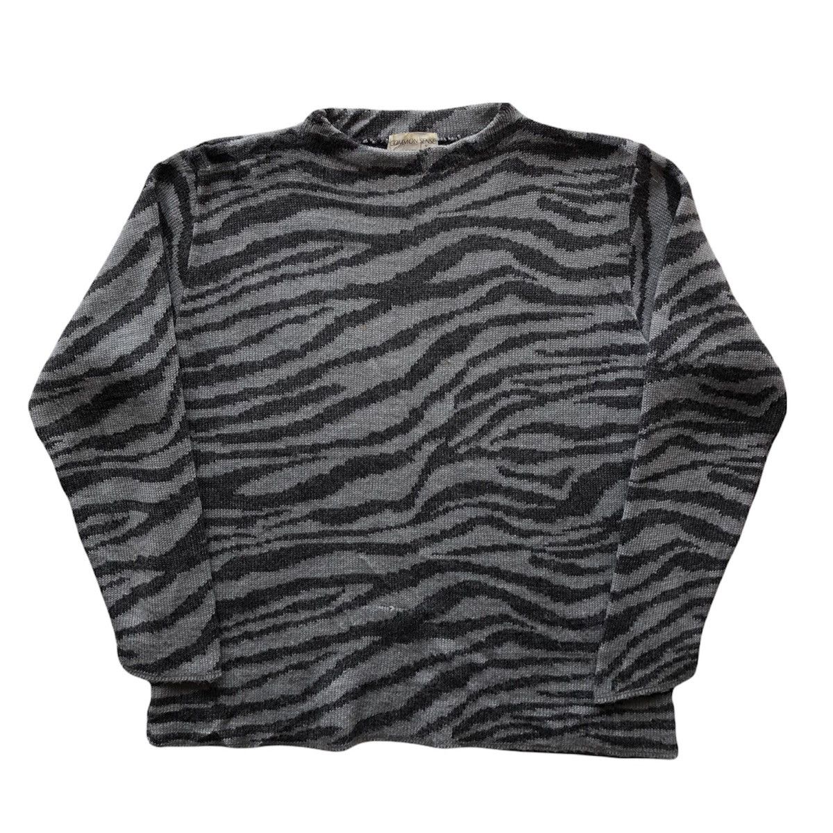 image of Vintage 90's Sweater Zebra Stripe Knitting By Common Sense, Men's (Size Medium)