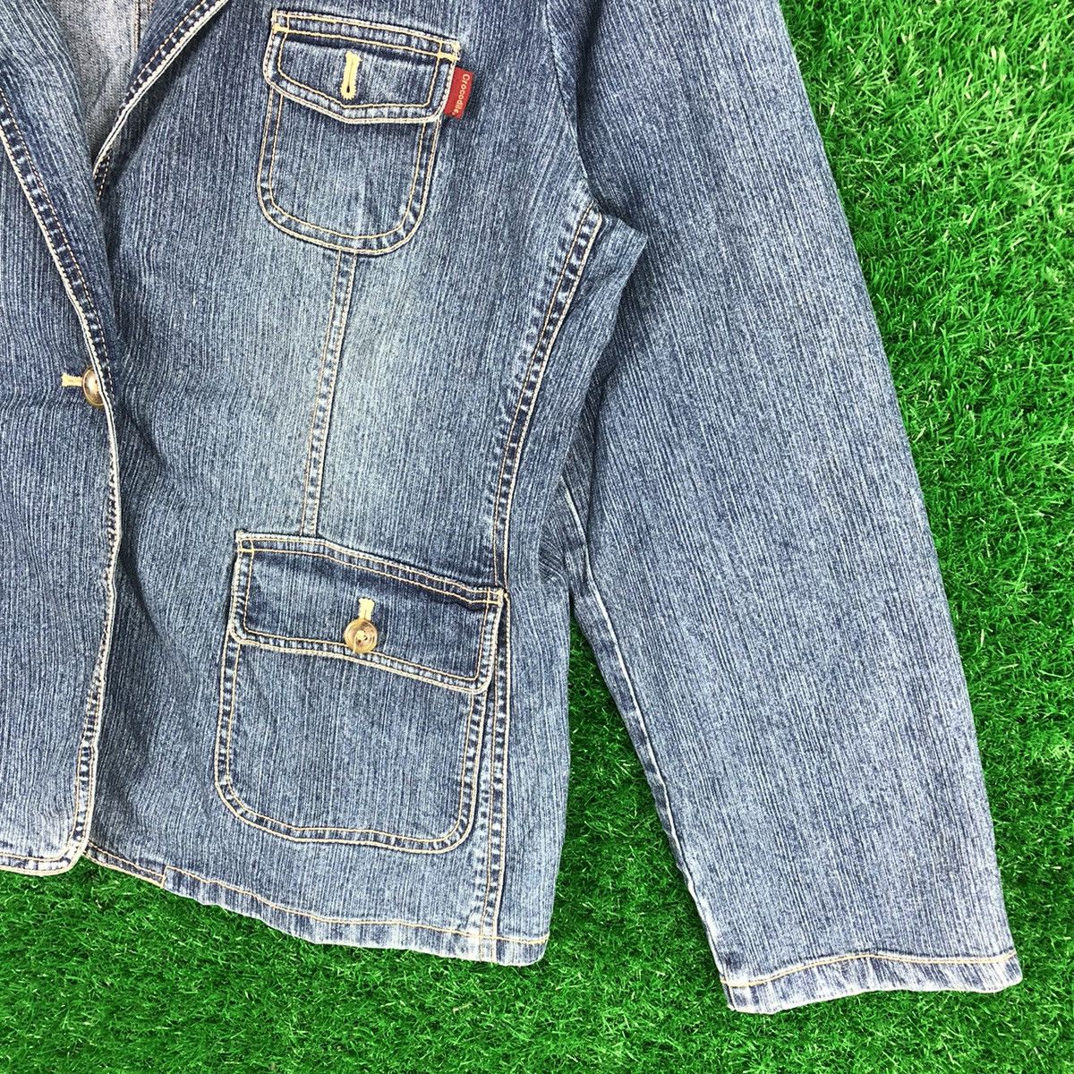 Japanese Brand × Vintage Vintage 90's Crocodile Ladies Denim Coat Jacket Size M / US 6-8 / IT 42-44 - 3 Thumbnail