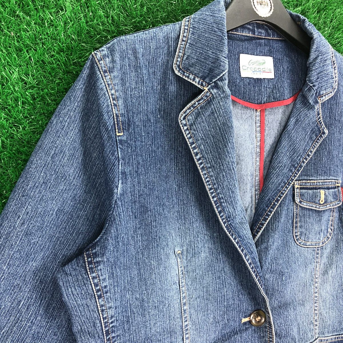 Japanese Brand × Vintage Vintage 90's Crocodile Ladies Denim Coat Jacket Size M / US 6-8 / IT 42-44 - 2 Thumbnail