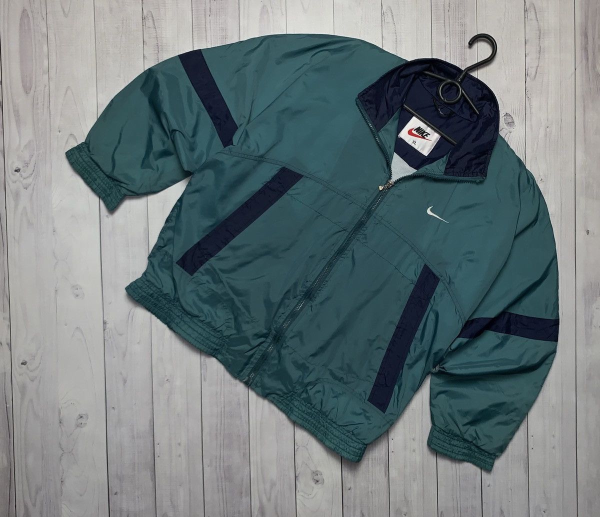 Nike × Vintage Vintage Nike track jacket size Xs big swoosh green Size US XS / EU 42 / 0 - 2 Thumbnail