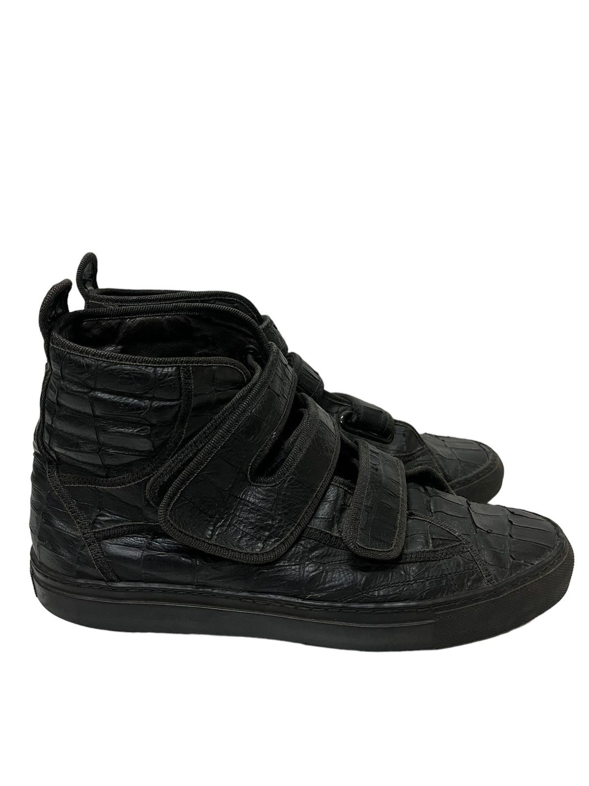 RAF Simons Hi Top Velcro Crocodile Embossed Shoes