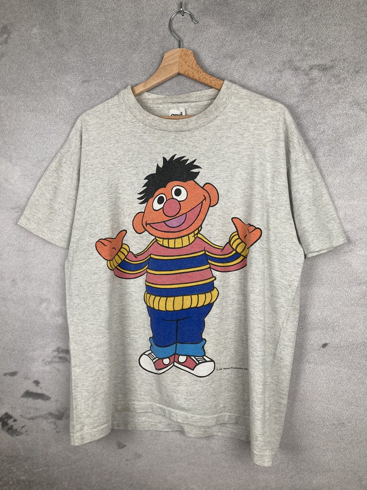 Cartoon Network Vintage 90s Rare Ernie Sesame Street Overprinted Graphic Size US L / EU 52-54 / 3 - 3 Thumbnail
