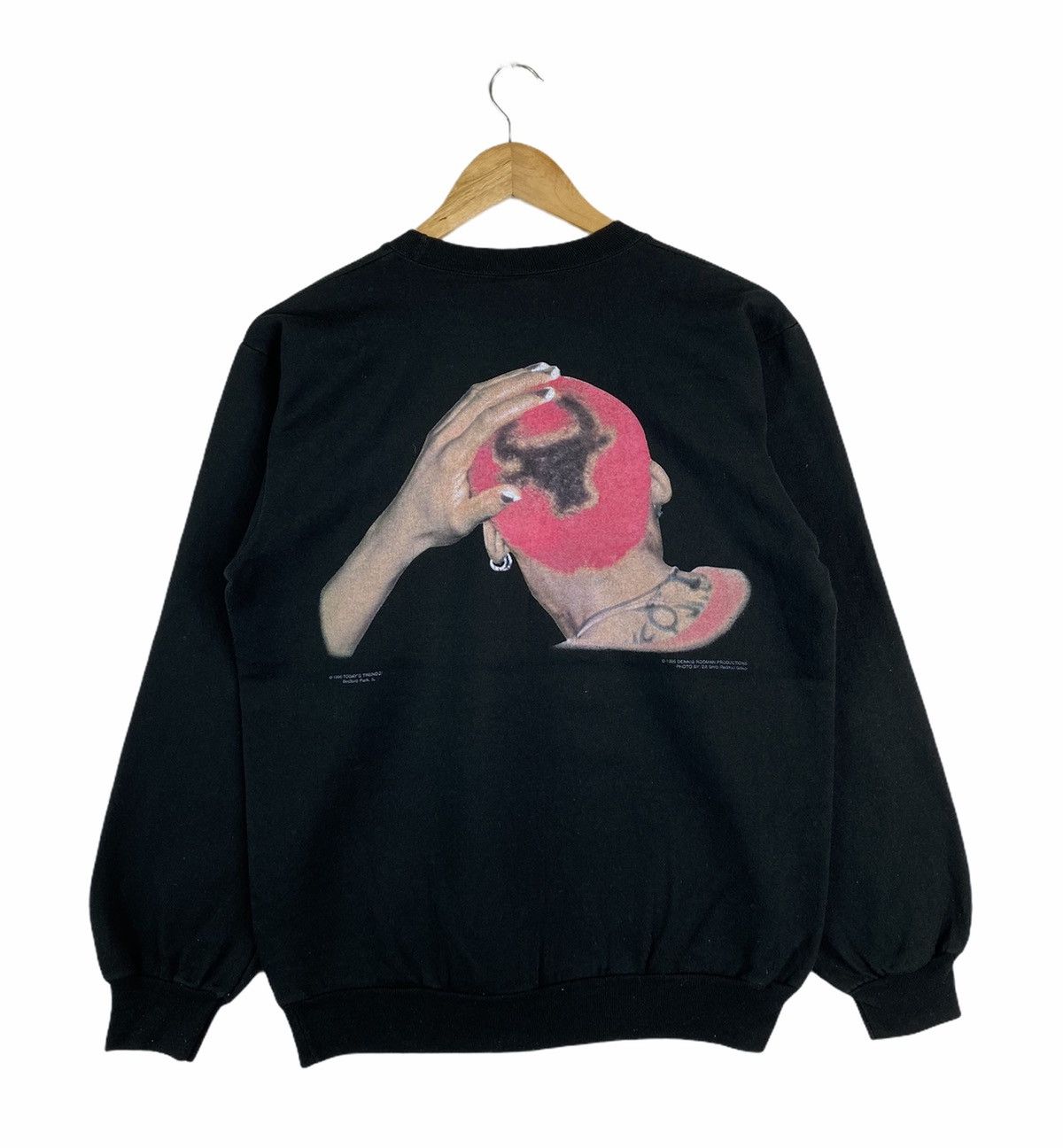 image of Vintage Dennis Rodman Nba Player 1996 Sweatshirt Pullover in Black, Men's (Size Small)