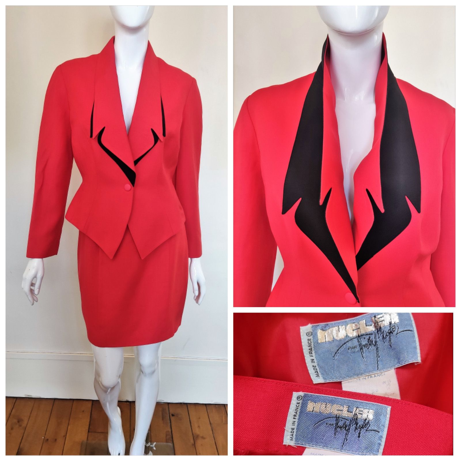 Thierry Mugler Thierry Mugler Vampire Wasp Bee Waist Couture Vintage Suit Size L / US 10 / IT 46 - 1 Thumbnail