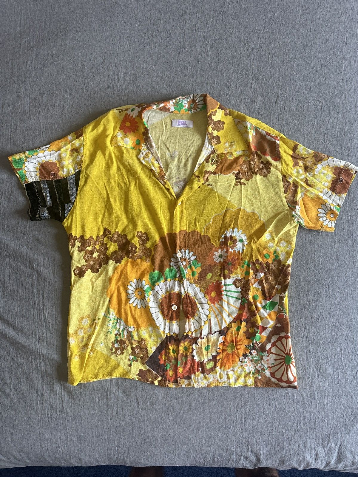 ERL Yellow Floral Button Shirt