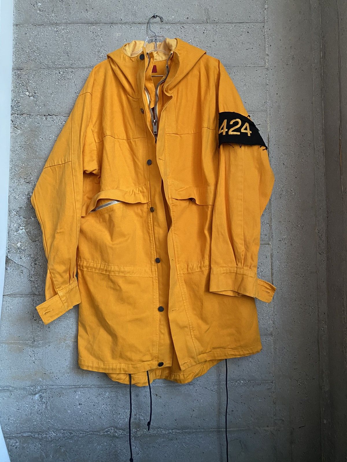 image of 424 On Fairfax x Fourtwofour On Fairfax 424 Yellow Denim Parka, Men's (Size Large)