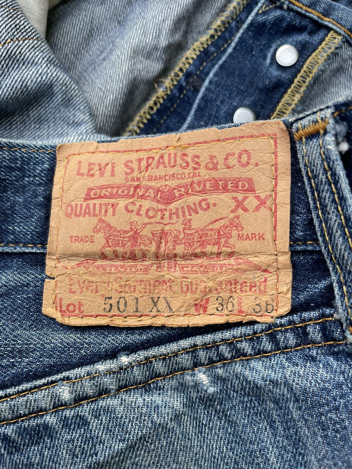 Levi's Levis 501XX E Redline Vintage 1998 Usa Aging Rework Size US 34 / EU 50 - 16 Thumbnail