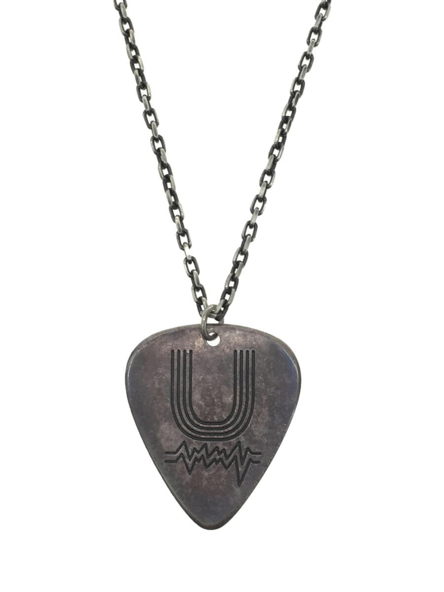 image of Undercover Guitar Pick Logo Necklace in Silver, Men's
