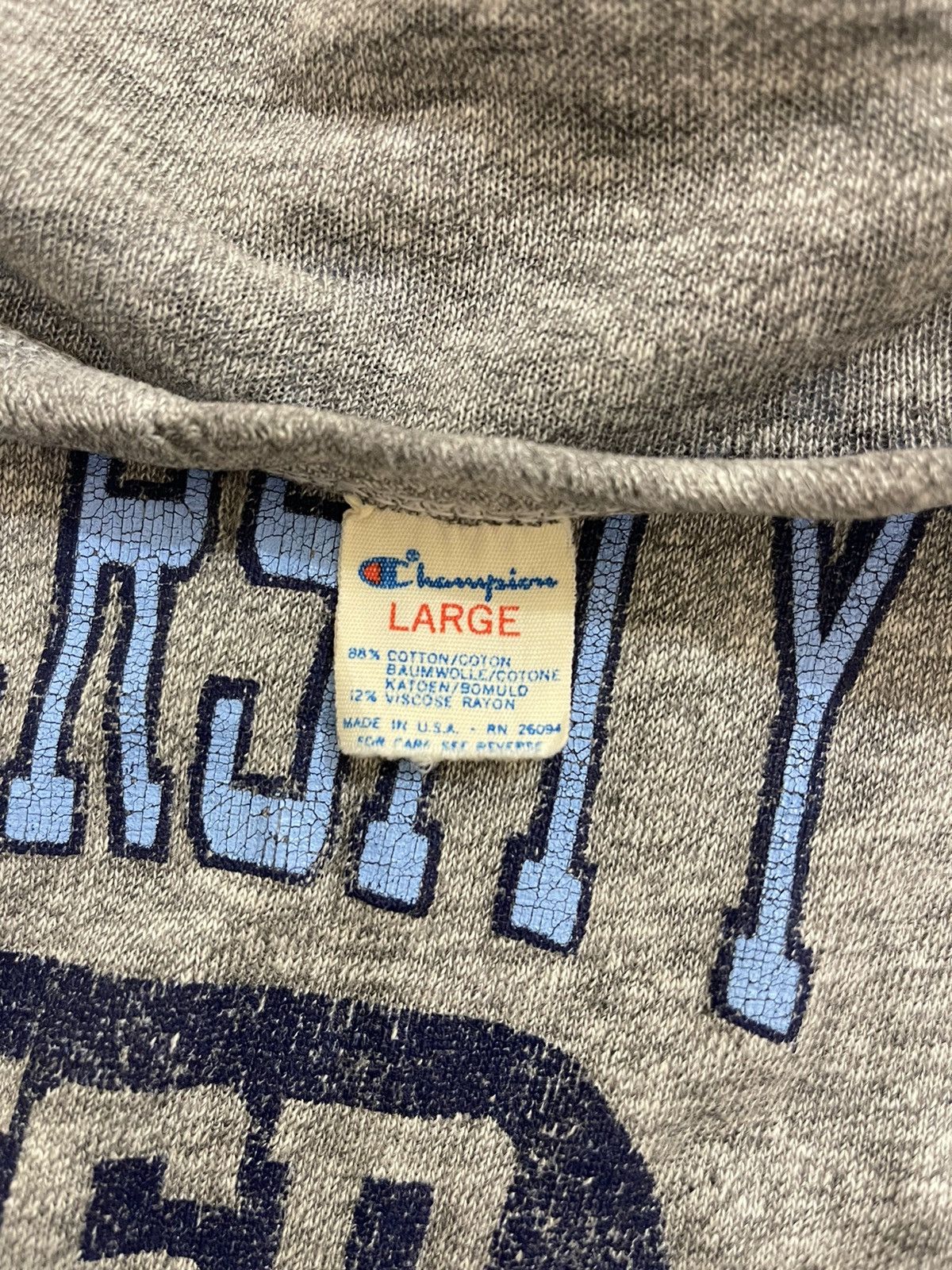 Champion × Vintage Vintage Champion Distressed tshirt rayon tshirt Size US L / EU 52-54 / 3 - 5 Thumbnail