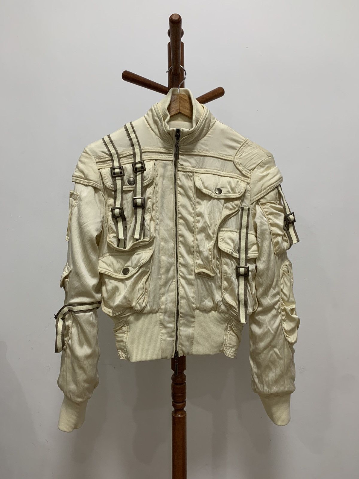 JUST CAVALLI BOMBER MULTIPOCKET JACKET DISTRESSED