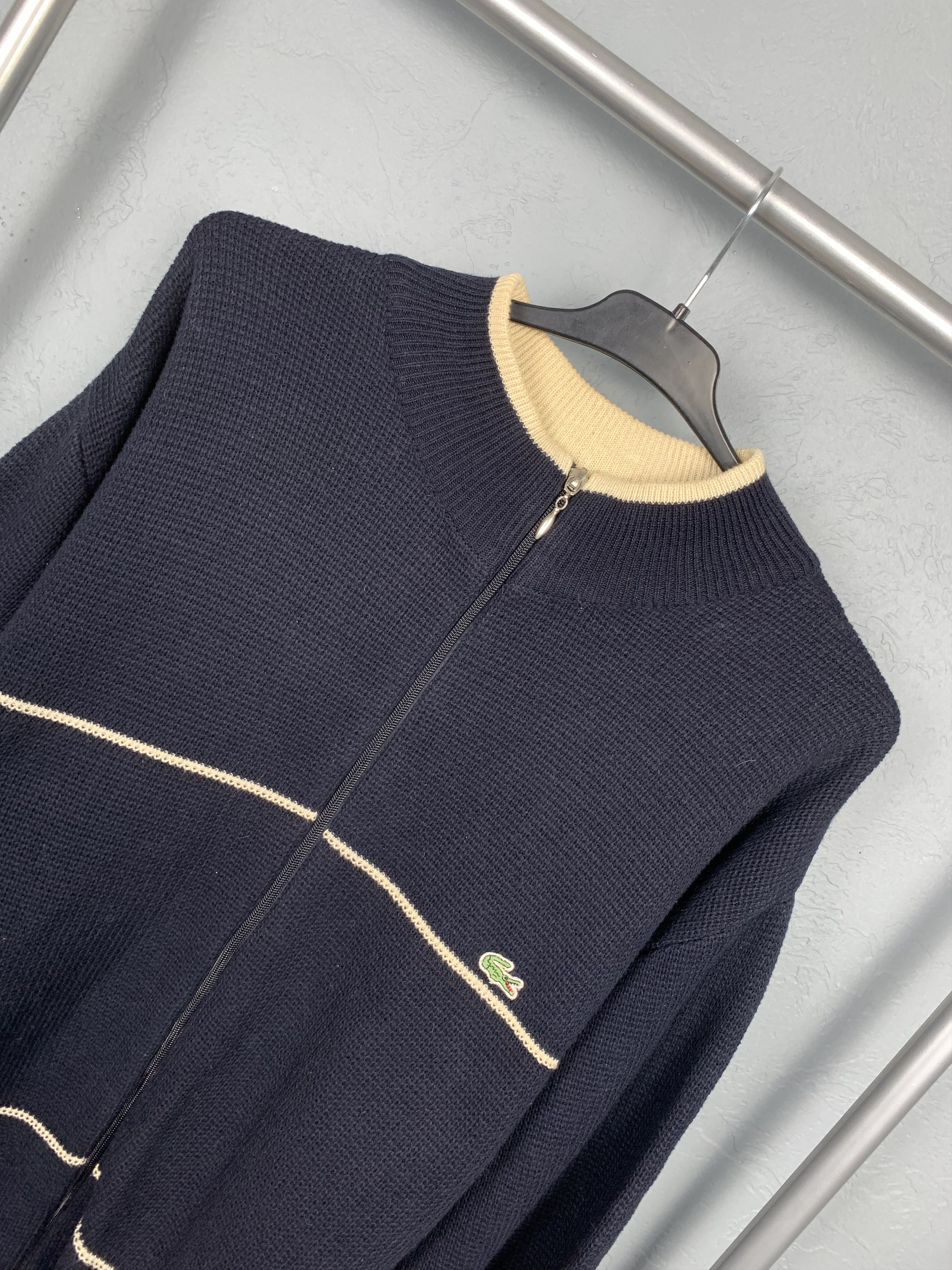 Lacoste Lacoste Vintage Mens Cotton Knit Zip Sweater Size US XL / EU 56 / 4 - 2 Thumbnail