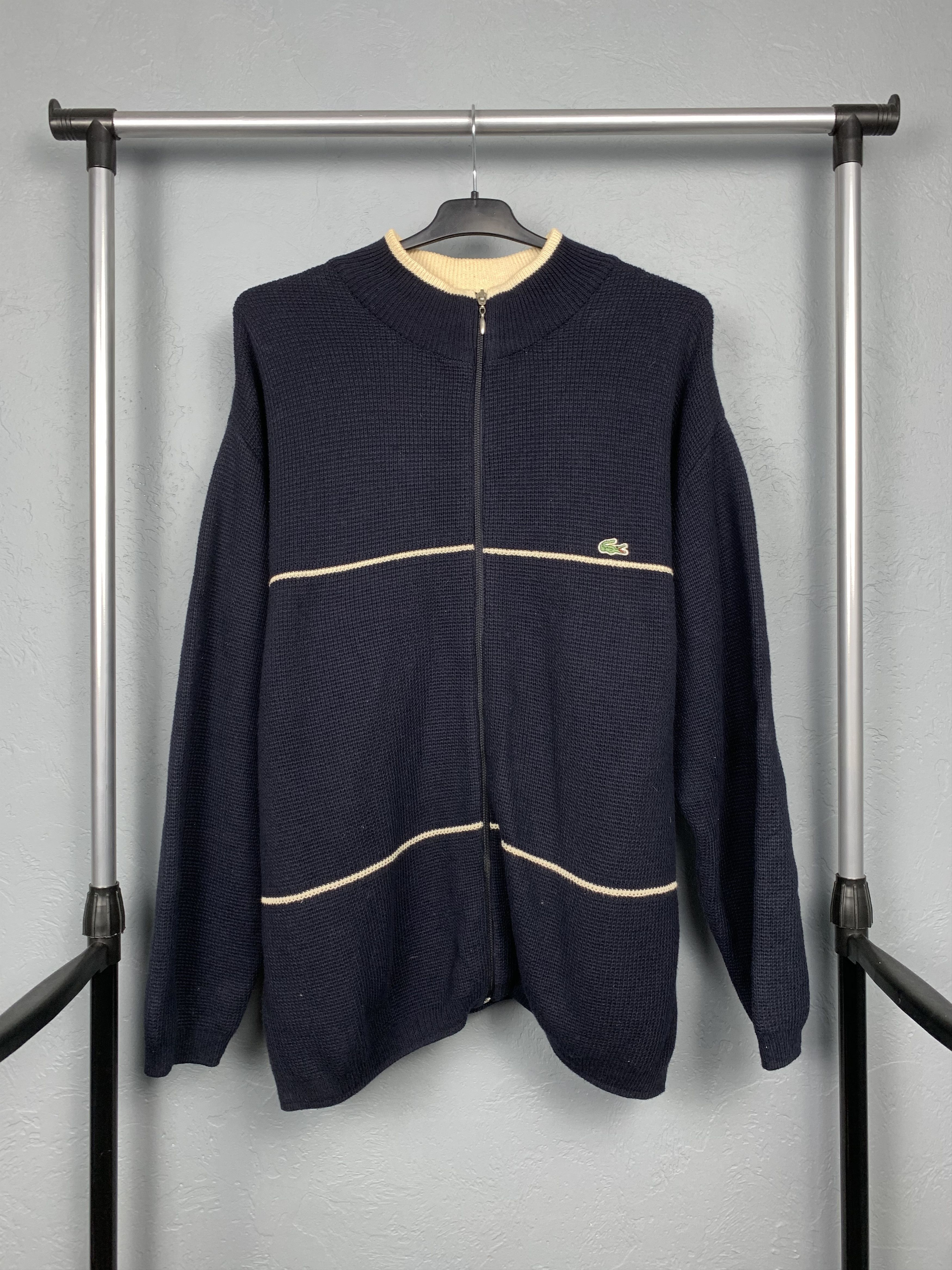 Lacoste Lacoste Vintage Mens Cotton Knit Zip Sweater Size US XL / EU 56 / 4 - 1 Thumbnail