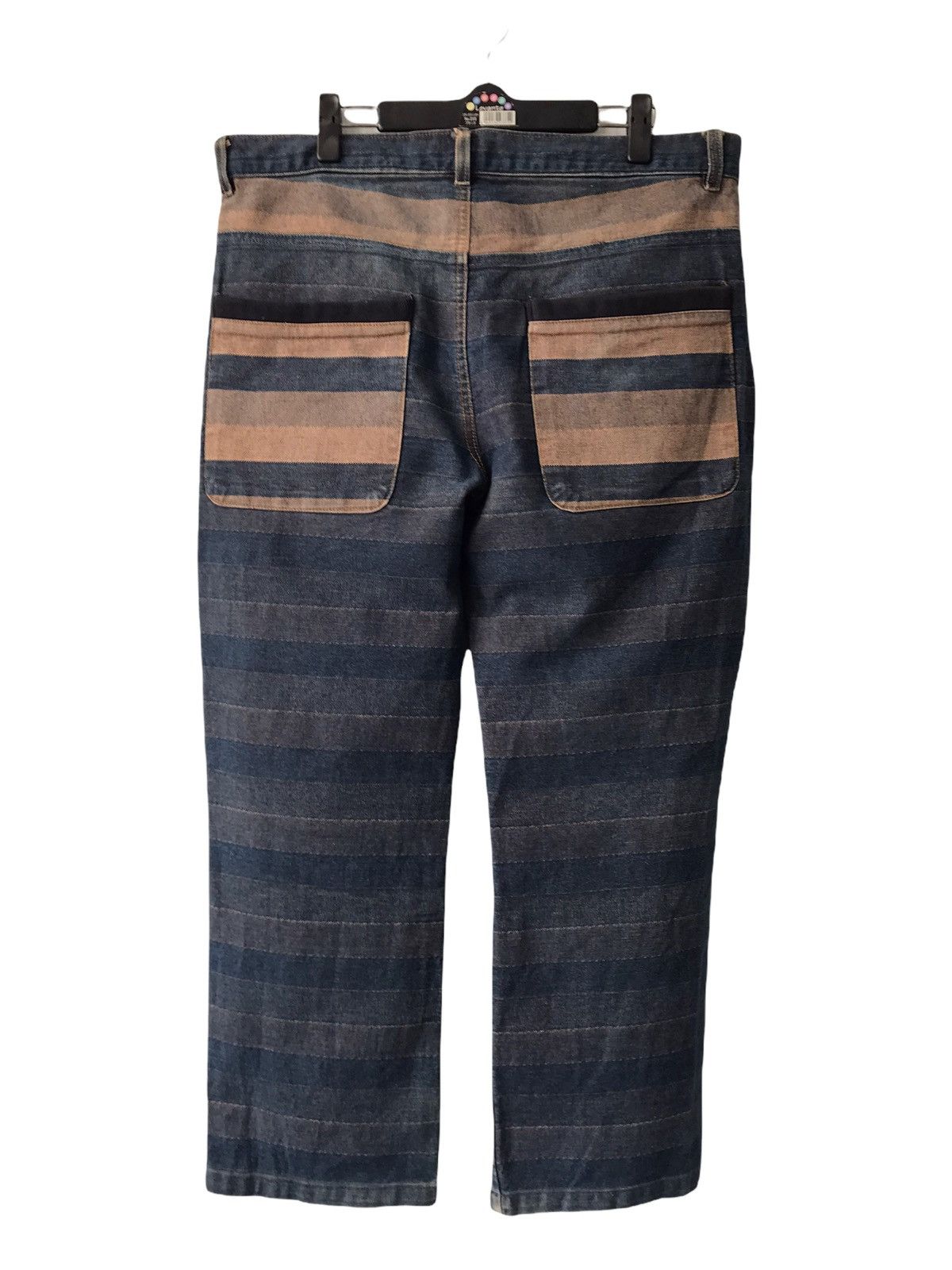 COWARD by K.M.S Blue Gold Cropped Striped Hagi Denim Jeans