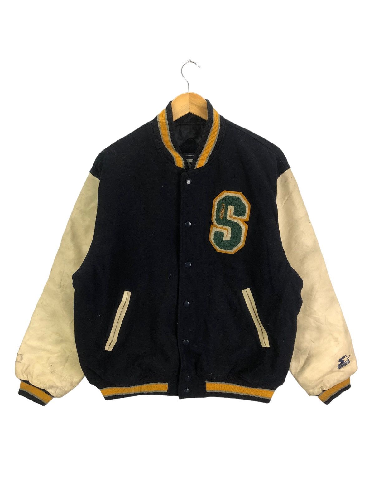 Starter × Vintage Vintage Varsity Jacket Starter Spell out Embroidery Leather Size US XL / EU 56 / 4 - 2 Thumbnail