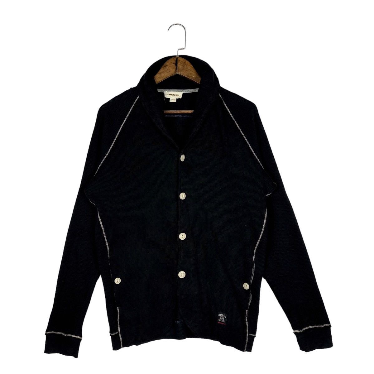 55DSL × Diesel × Diesel Black Gold Diesel Shawl Collar Cardigan Thermal Sweater Size US L / EU 52-54 / 3 - 2 Thumbnail