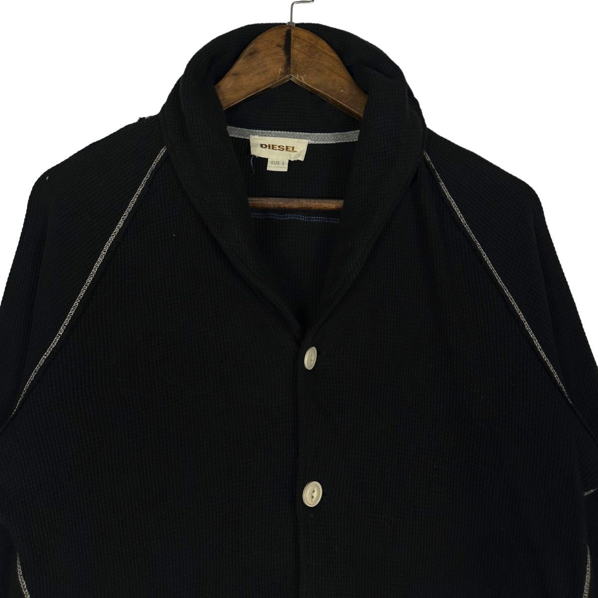 55DSL × Diesel × Diesel Black Gold Diesel Shawl Collar Cardigan Thermal Sweater Size US L / EU 52-54 / 3 - 4 Thumbnail