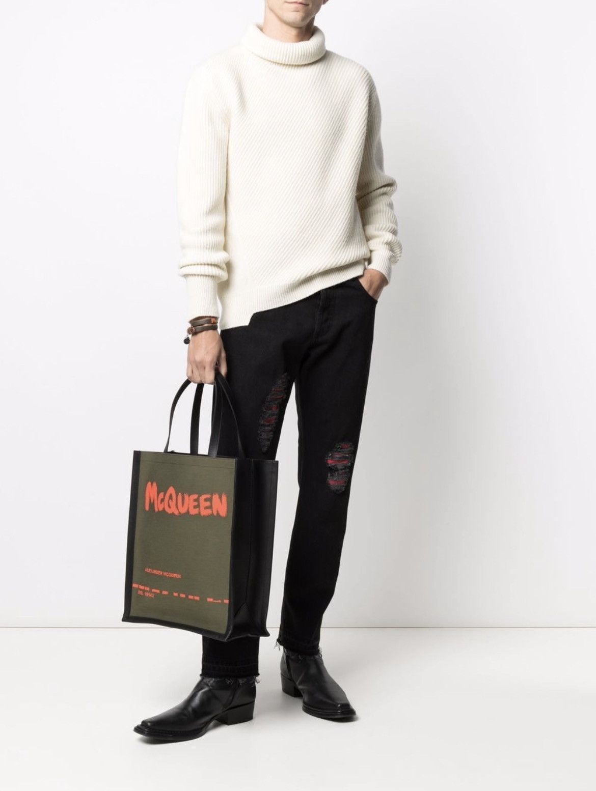 Alexander McQueen $1K+ AW21 mainline asymmetric turtleneck, L, MI Italy Size US L / EU 52-54 / 3 - 24 Thumbnail