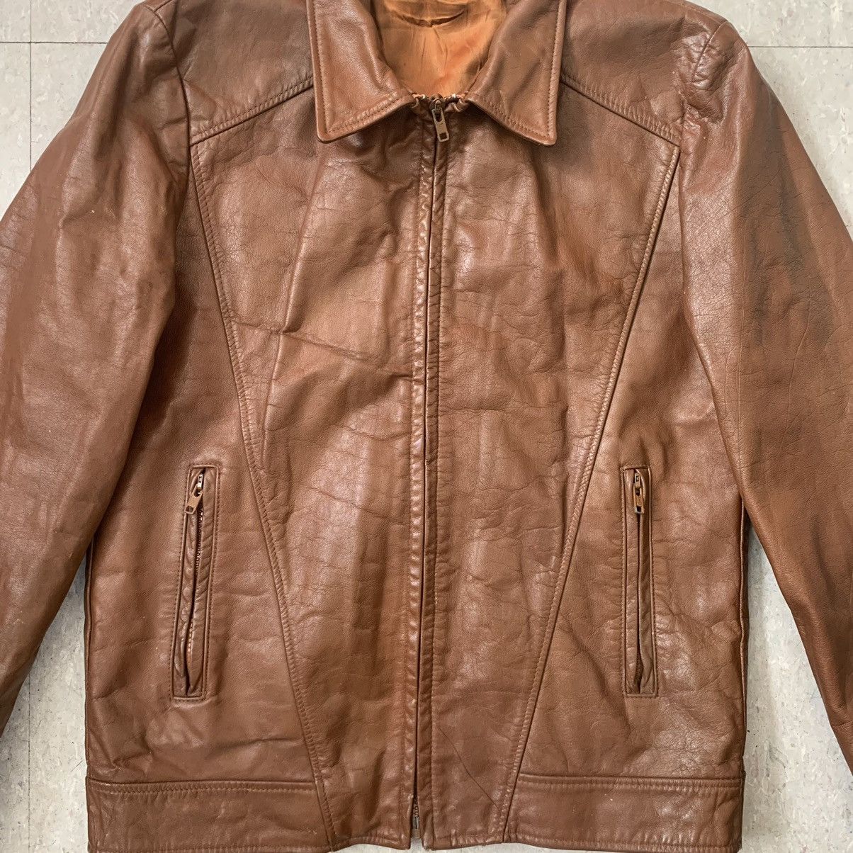 Vintage Vintage 70s 80s Brown Leather Jacket Made In USA Size US S / EU 44-46 / 1 - 2 Thumbnail