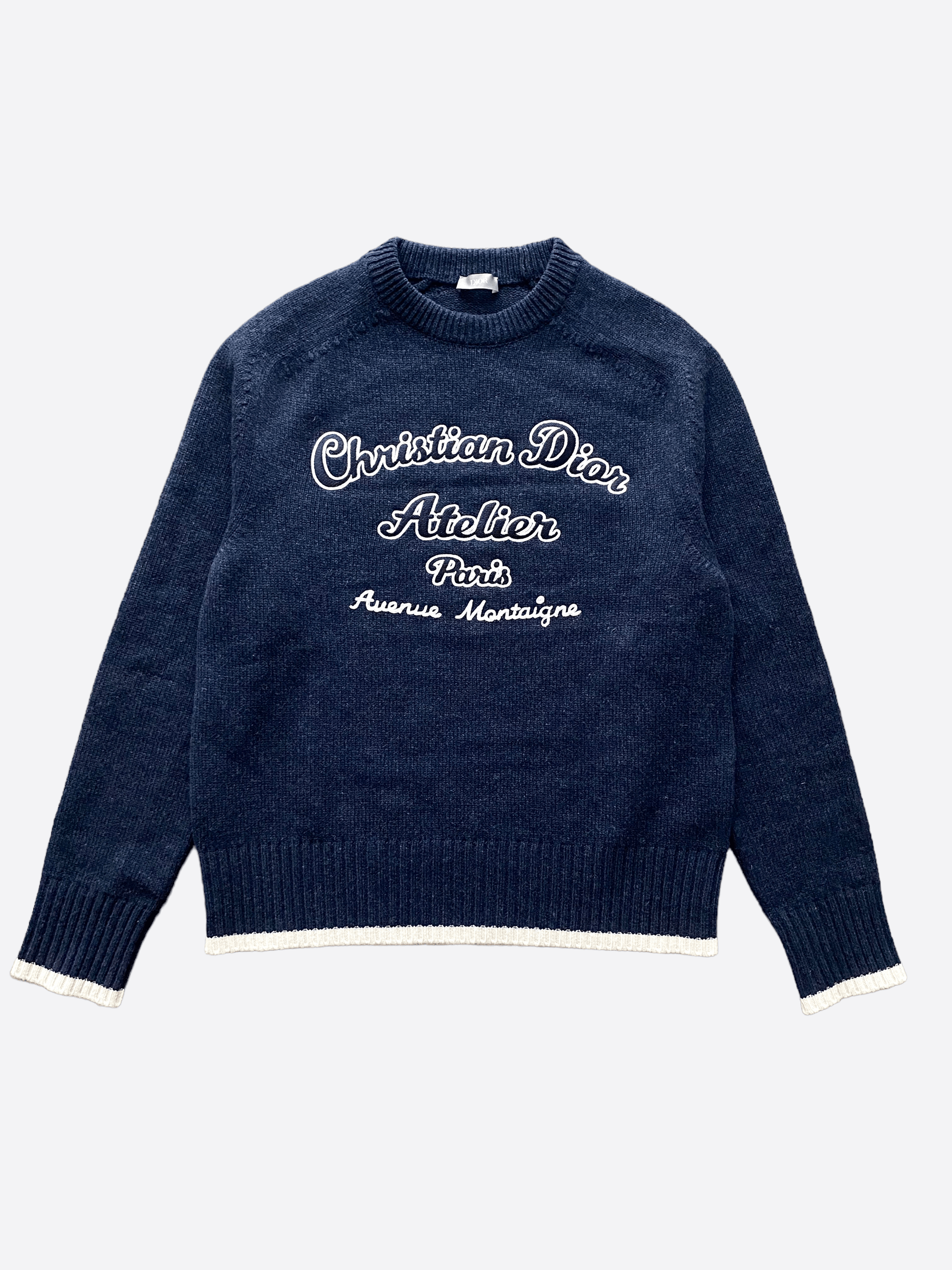 Pre-owned Dior Christian  Navy Atelier Wool Knitted Sweater