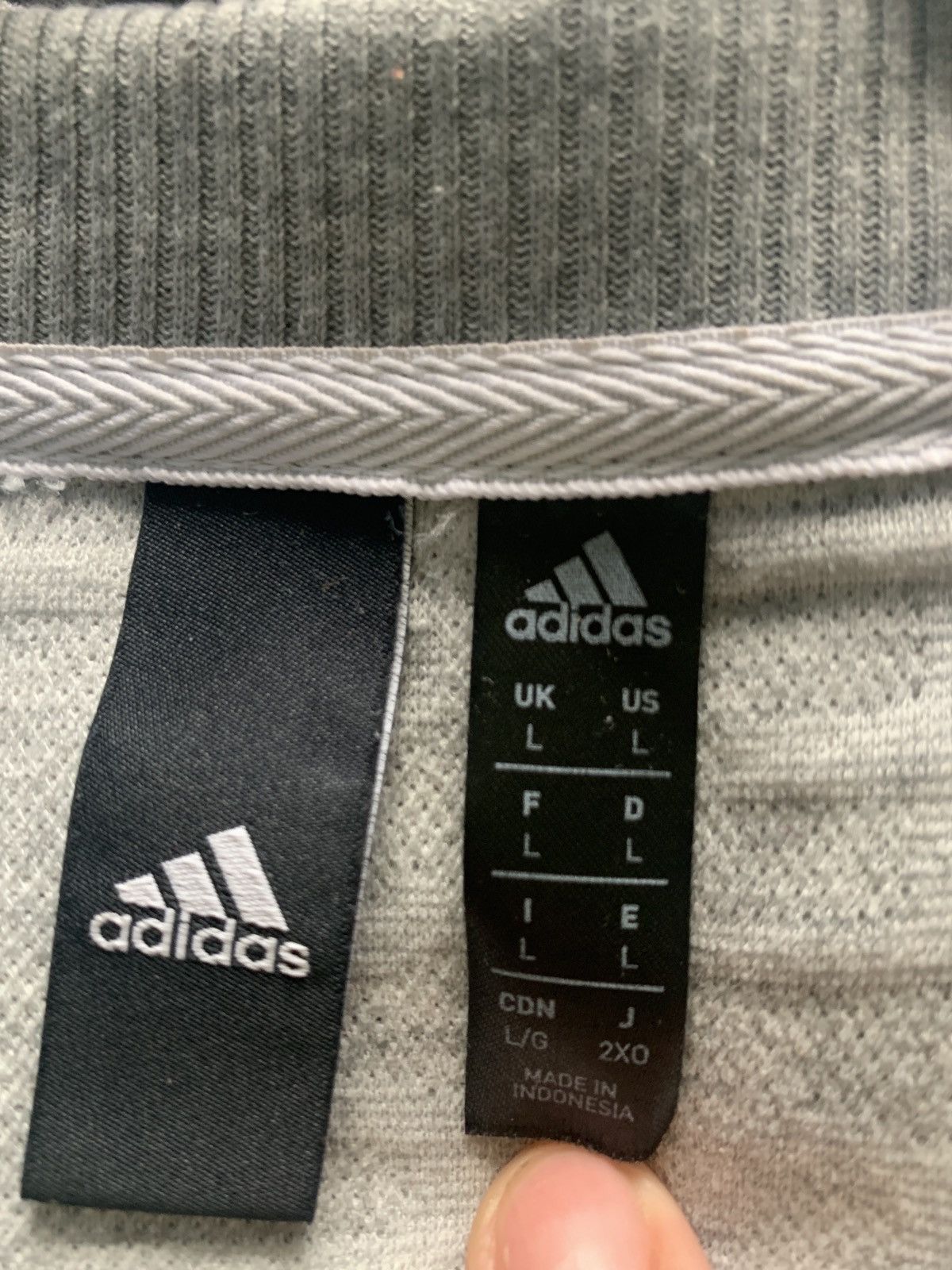 Adidas Adidas Multi language imprint grey sweatshirt Grailed